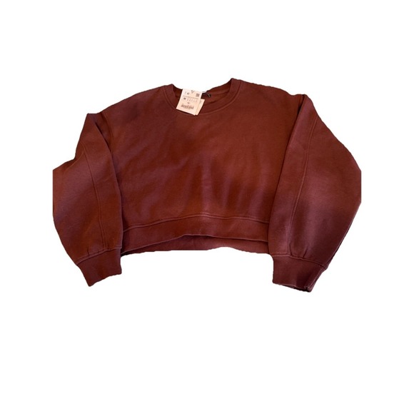 Zara Tops - ZARA‎  NWT JOIN LIFE Plush  Brown Cropped Sweatshirt Size M